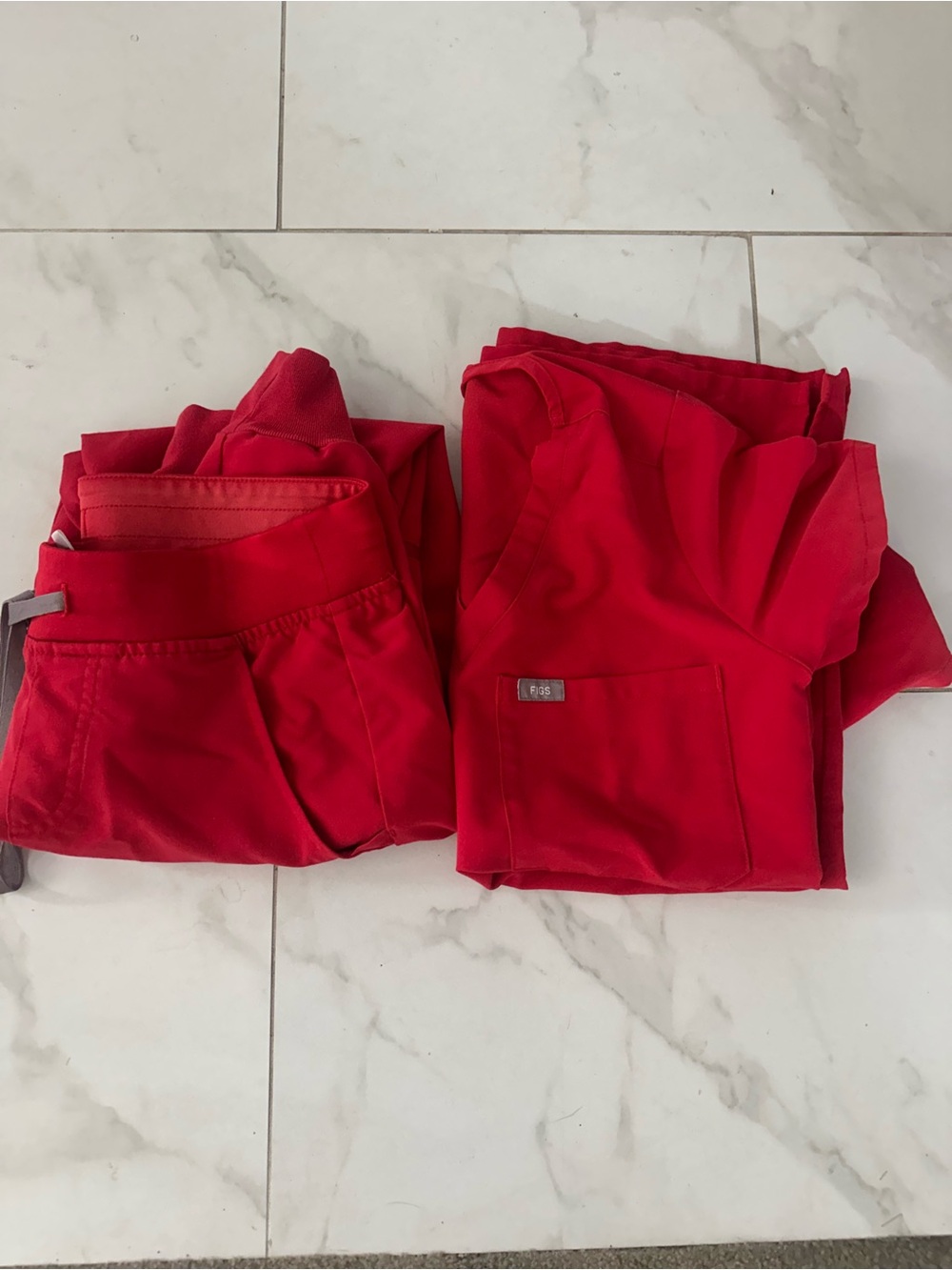 Figs Red Scrub Top and Pants Set